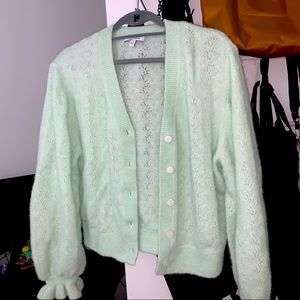 And other stories light green cropped alpaca cardigan size medium